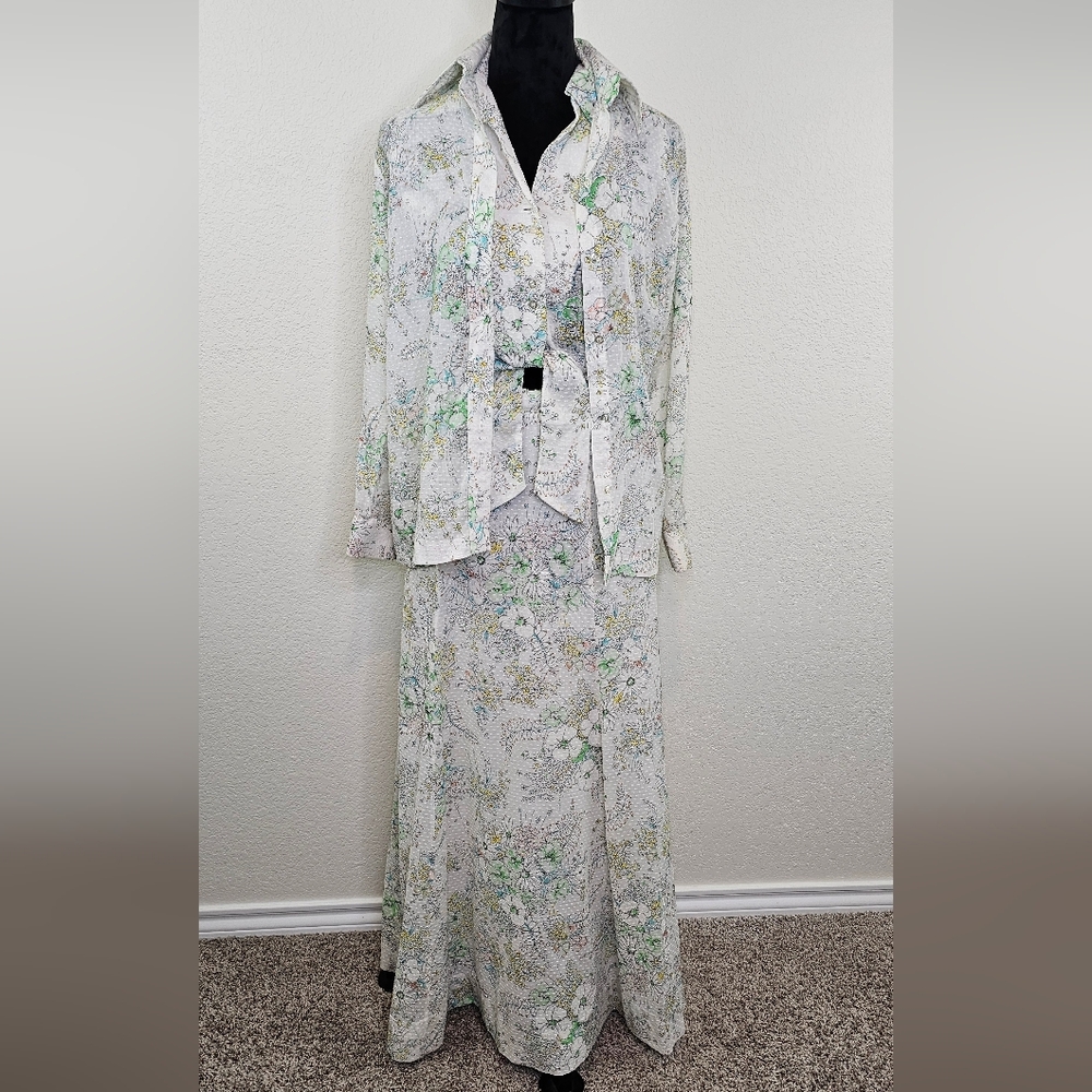 Koret California VINTAGE 70'S Cottage 3 Pc Skirt Set 10/12 - Picture 2 of 14